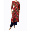 Mangalgiri  Tie - dye Handloom Straight cut Kurta,  Red - Green,  KH1069