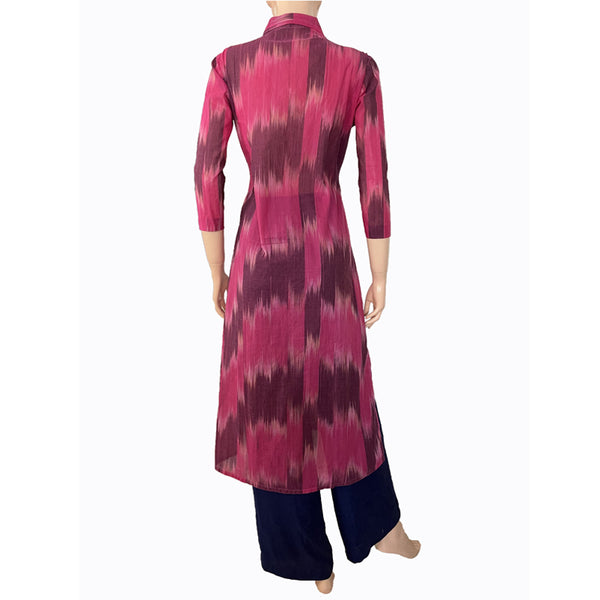 Mangalgiri  Tie - dye Handloom Straight cut Kurta,  Pink - Purple,  KH1070