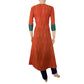 Ikat Cotton Scallopneck A line Kurta with Phoolkari Lace Details,  Orange, KI1024