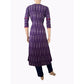 Ikat Cotton A line  Kurta with  V neck & Wooden Button Details,   Purple,  KI1031