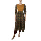 Round neck Pleated  Kalamkari Cotton Kurta with Ikat Patches  ,  Green,  KK1066