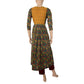 Round neck Pleated  Kalamkari Cotton Kurta with Ikat Patches  ,  Green,  KK1066