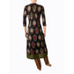 Kalamkari Cotton Roundneck Jacket Style Layered A line  Kurta  ,  Black - Green,  KK1068