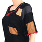 Slub Cotton A-line Designer Kurti with Potli buttons, Black, KP1008