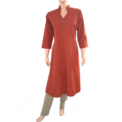 Printed Cotton Straight cut Designer Kurti with metal embellishments, Orange, KP1022