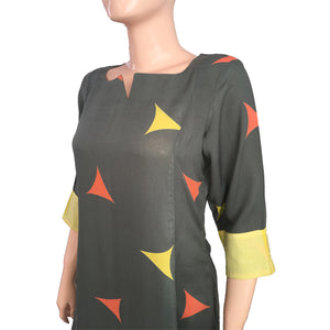 Rayon Cotton A line Kurti, Grey, KP1024