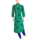 Slub Cotton Block Printed Closecollar Straight cut Kurti, Green, KP1028