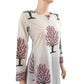 Jaipur Printed Cotton Parallel Anarkali Boatneck Kurti , White, KP1036