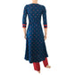Bandhani Cotton Paneled Kurta with Ikat Patches & Potli Button Details, Blue, KP1070