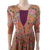 Jaipur Printed Mul Cotton Pleated Kurta with Potli Button Details, Peaxh, KP1072