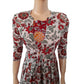 Jaipur Printed Mul Cotton Pleated Kurta with Potli Button Details, Off White - Red, KP1073
