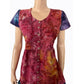 Bathik Cotton  Pleated V neck Maxi Kurta with Ruffle Sleeves,  Multicolor,  KP1081