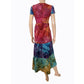 Bathik Cotton  Pleated V neck Maxi Kurta with Ruffle Sleeves,  Multicolor,  KP1081