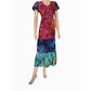 Bathik Cotton  Pleated V neck Maxi Kurta with Ruffle Sleeves,  Multicolor,  KP1081
