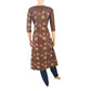 Pure Tussar Silk Embroidered A line Kurti with Lining, Chocolate Brown, KS1002
