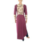 Tussar Cotton  Boatneck Pleated Kurti with Embroidery Patches,  Mauve color, KW1019