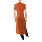 Cotton Heavy Embroidery Boatneck Straightcut Kurti,  Mustard Yellow, KW1024