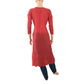 Hakoba Cutwork Y neck Straightcut Kurti ,  Carrot Pink, KW1026