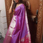 Mangalgiri  Handwoven  Pure Silk Saree with Silver Zari Border,  Lavendar - Pink, SS1009