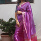 Mangalgiri  Handwoven  Pure Silk Saree with Silver Zari Border,  Lavendar - Pink, SS1009