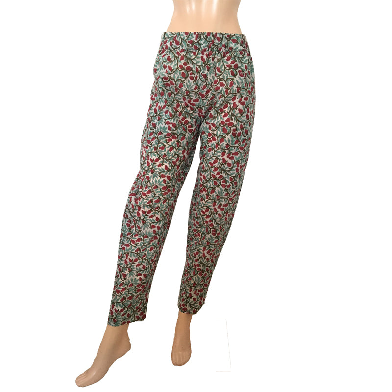 Jaipur Printed Cotton Pants with Pockets, Fully Elasticated, Multicolor, PN1060