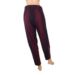 Striped Woven Cotton Pants with Side Zip & Pockets, Back Elasticated, Navy blue - Majentha,  PN1062