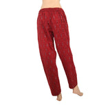 Ikat Cotton Pants with Pockets, Fully Elasticated, Red, PN1079