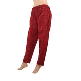 Ikat Cotton Pants with Pockets, Fully Elasticated, Red, PN1079