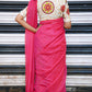 Handloom Mulmul Cotton Saree with Woven Zari Stripes & Tassles, Pink, SR1006