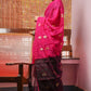 Blended Cotton Jamdhani Saree with Zari Butta,  Pink - Maroon, SR1015