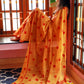 Handloom Mul Cotton Polka dot Saree with Tassles, Mustard, SR1020