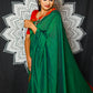 Handloom Soft Cotton Dual Tone Saree with Tassles, Bottle Green, SR1021