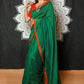 Handloom Soft Cotton Dual Tone Saree with Tassles, Bottle Green, SR1021