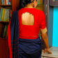 Handloom Soft Cotton Dual Tone Saree with Tassles, Navy blue, SR1022