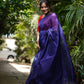 Blended Cotton Saree with Woven Zari Stripes & Tassles,  Royal blue, SR1029