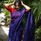 Blended Cotton Saree with Woven Zari Stripes & Tassles,  Royal blue, SR1029