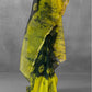 Pure Cotton Kota Doria Block Printed Saree with Zari Border,  Green - Yellow, SR1034