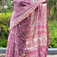 Maheswari Silk Cotton Bagru Printed Saree With Zari Border, Pink, SS1012