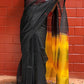 Mangalgiri Handwoven Silk Cotton Saree With Ikat Pallu, Black, SS1014
