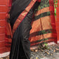 Maheswari Silk Cotton Zari Checkered Saree With Zari Border,Black–Red,SS1016