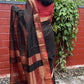 Maheswari Silk Cotton Zari Checkered Saree With Zari Border,Black–Red,SS1016