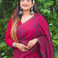 Handloom  Mulmul Cotton Striped Saree with Tassles, Maroon, SR1011