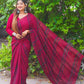 Handloom  Mulmul Cotton Striped Saree with Tassles, Maroon, SR1011