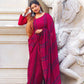 Handloom  Mulmul Cotton Striped Saree with Tassles, Maroon, SR1011