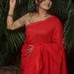 Handloom Soft Cotton Saree with Tassles, Plain Red, SR1026