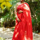 Handloom Soft Cotton Saree with Tassles, Plain Red, SR1026