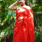 Handloom Soft Cotton Saree with Tassles, Plain Red, SR1026