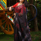 Pure Cotton Kota Doria Block Printed Saree with Zari Border,  Black, SR1030