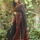 Pure Cotton Mangalagiri Saree with Self Checks & Striped Border,  Black - Red, SR1028
