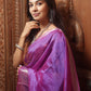 Mangalgiri  Handwoven  Pure Silk Saree with Silver Zari Border,  Lavendar - Pink, SS1009